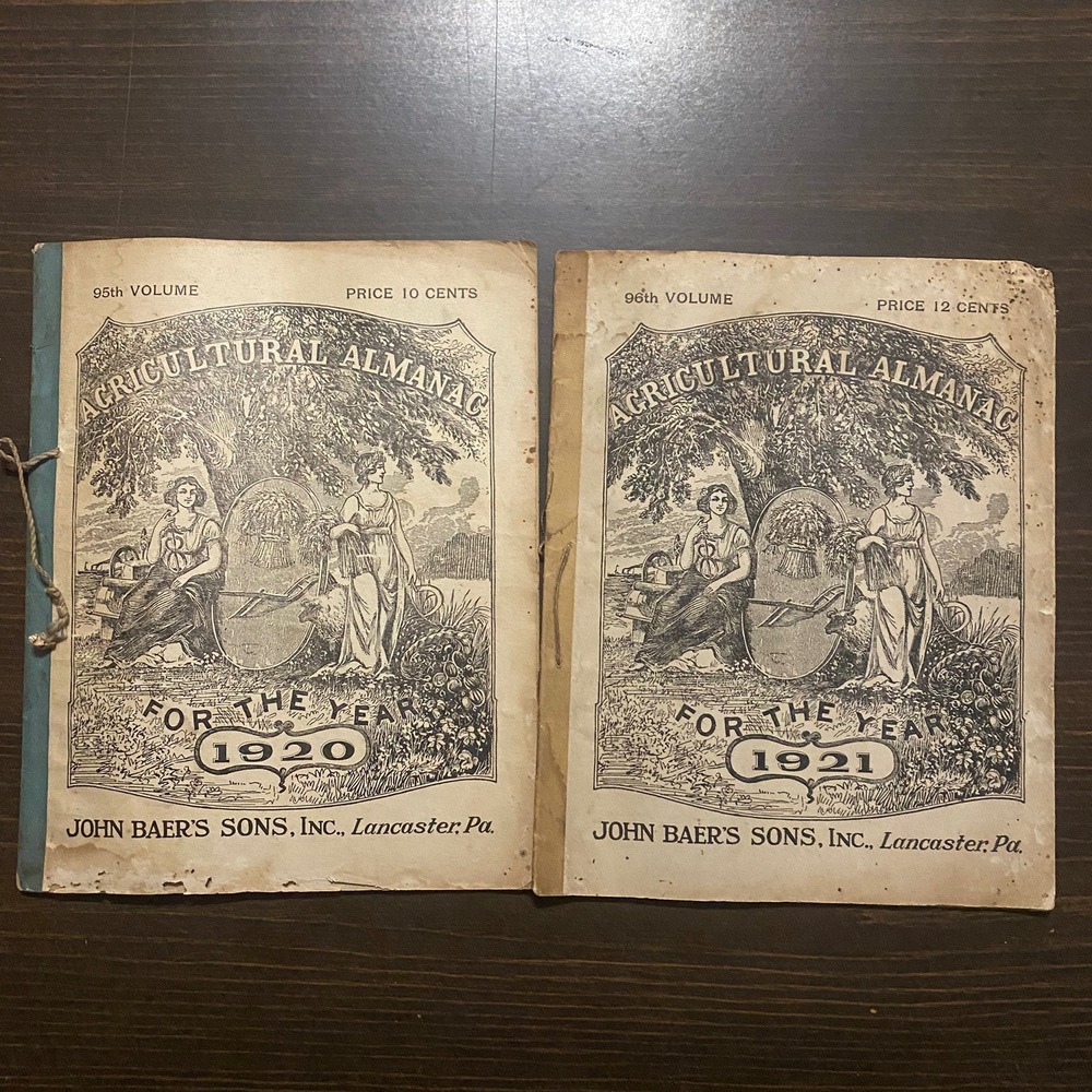 9 Antique Agricultural Almanacs 1920-1922 1924-1929 John Baer's Sons Lancaster - Picture 4 of 16